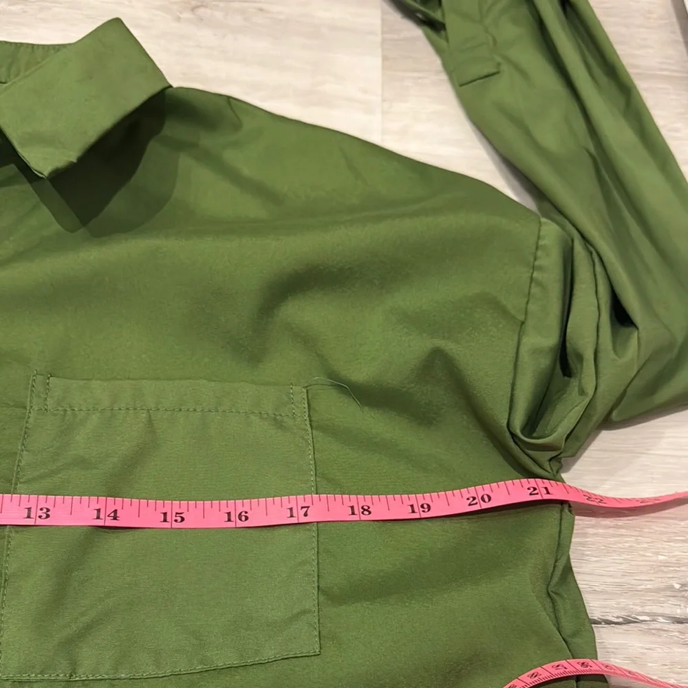 Order Plus NWT Green Button-Up Shirt with long sleeves. - Picture 6 of 9
